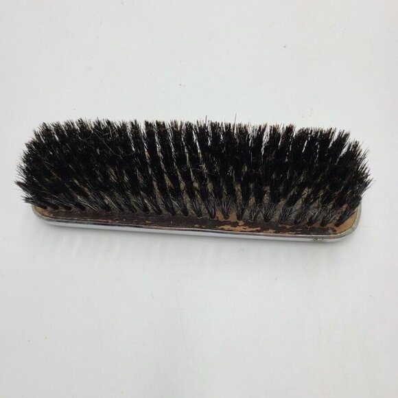 Vintage Art-Deco Mens Grooming Brushes Wood Grain Silver Black Bristles Lot 2 - Picture 6 of 9